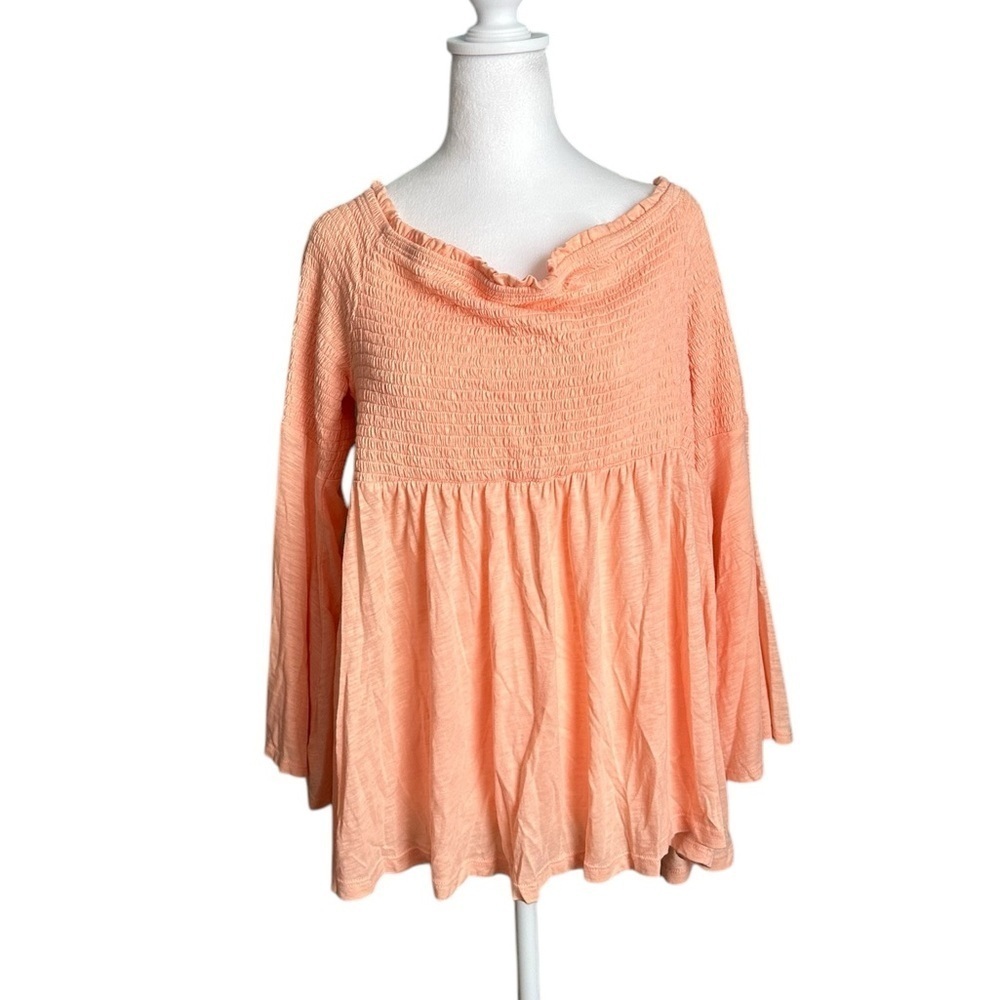 Torrid Women’s  Babydoll Off Shoulder Peach  Shirt Top Blouse Bell Sleeve Size 3